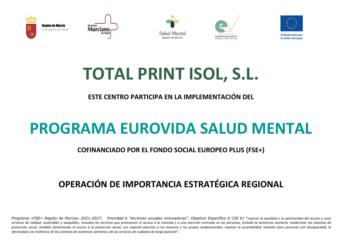 Cartel del Programa Eurovida Salud Mental de Total Print ISOL